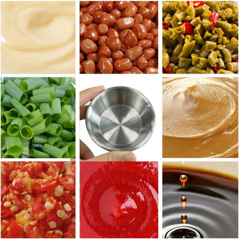 4Pcs Mini Dipping Saucer Bowls, Stainless Steel Sauce Dish, Souffle Cups, Metal Ramekins, for Small Portion Spice Condiments, Prep, Side Dish, Sal...