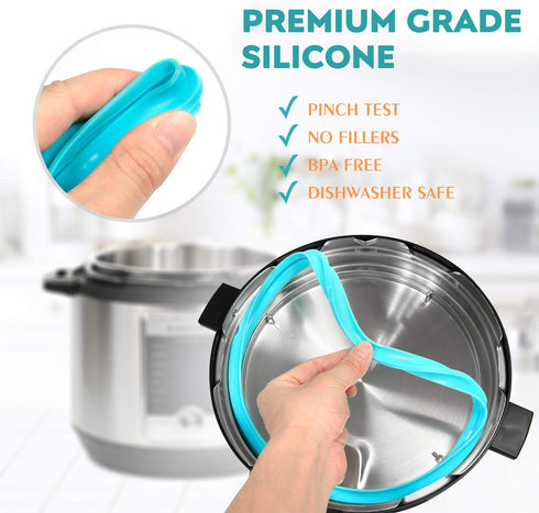 Premium Silicone Sealing Ring 3-Pack for InstantPot 8Qt - Dishwasher Safe Food-Grade Replacement Gasket, Compatible with 8Qt IP-DUO80/IP-LUX80/Ult...
