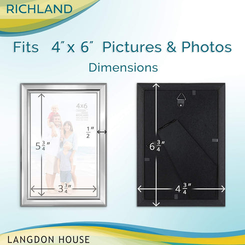 Langdon House 4x6 Silver Picture Frame - Distinguished Edging for Classic Style - Richland Collection...