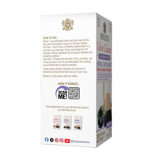 Hyleys Colon Cleanse Tea Acai Berry Flavor - 25 Tea Bags (1 Pack)...