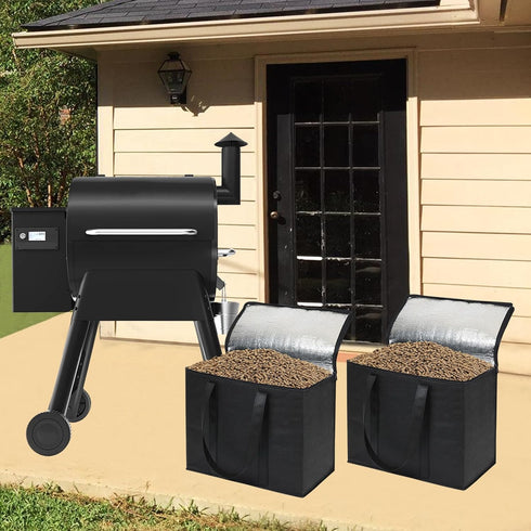 2 Pack Smoker Pellets Storage Bags - as Smoker Accessories, Wood Pellet Storage Containers with Base Plate, Each Can be Stored 20 LBs Pellets for ...