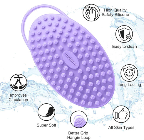 Metene Silicone Body Scrubber, Exfoliating Body Scrubber for Use in shower,Lathers Well, Long Lasting, Soft Body Scrubber for Shower and Bath Skin...
