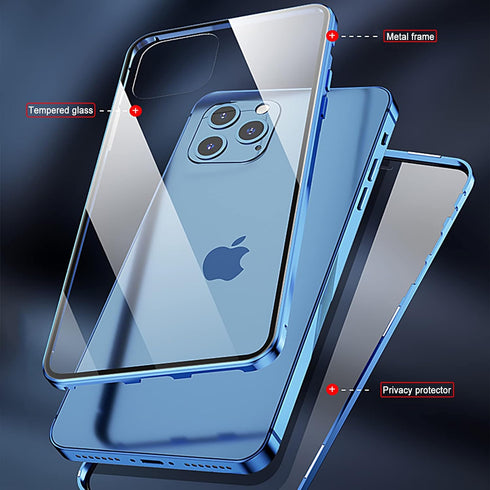 Privacy Magnetic Case for iPhone 12/12 Pro, Anti peep Magnetic Adsorption Cover Front & Back Tempered Glass Full Screen Covered, Privacy Screen Pr...