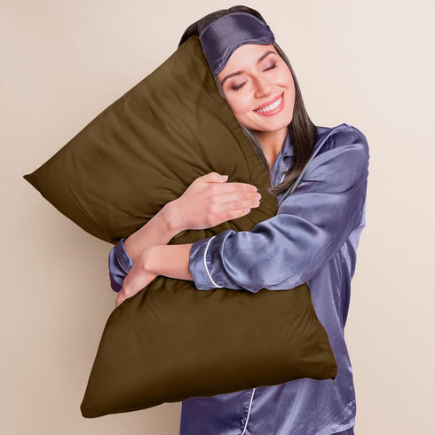 Utopia Bedding Waterproof Pillow Protector Zippered (2 Pack) Standard Mocha – Pillow Encasement 20 x 26 Inches...