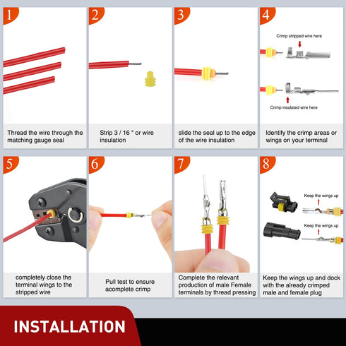 Nilight 200PCS 2 Pin Electrical Connector ?Plug Male Female Terminal Wire Connector Waterproof Connectors 2 Way Automotive Connect Set for Car Tru...
