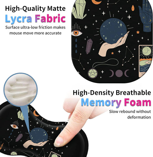 Cute Small Mouse Pad + Mouse Wrist Rest Support Set + Coaster, Ergonomic Memory Foam Mouse Wrist Rest for Laptop Computer Office Home Working Gami...