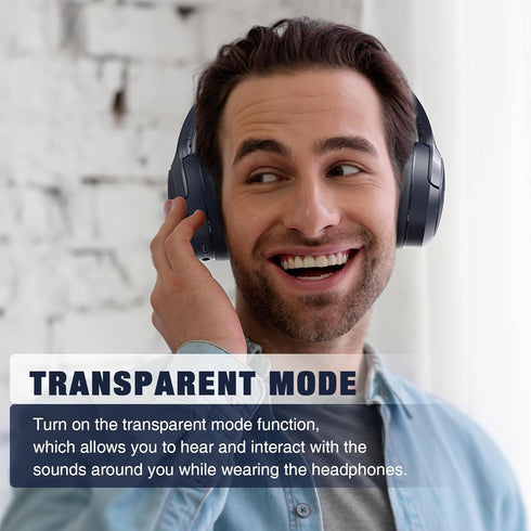 RUNOLIM Hybrid Active Noise Cancelling Headphones, 65H Playtime, Built-in Microphone, Bluetooth Wireless Over Ear Foldable Headphones with HiFi Au...