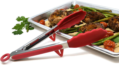 Norpro, Red 9-Inch Grip EZ Stainless and Nylon Tongs, 9 inch...