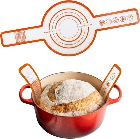 Silicone Baking Mat for Dutch Oven, Silicone Bread Sling with Long Handles Reusable Sourdough Bread Baking Supplies (Orange)...