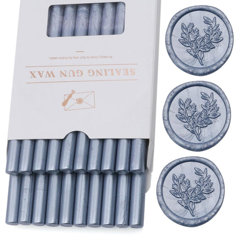 Grey Blue Wax Seal Sticks 20pcs, Andotopee Glue Gun Wax Seal Sticks for Wax Seal Stamp, Premium Sealing Wax for Envelope Letter Seal Wedding Invat...