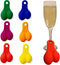 Wine Nutz - 6pcs Silicone Wine Glass Charms/Markers for Champagne Flutes Cocktails Martinis & More Rainbow Funny Gift Bachelorette Pride Party Bal...