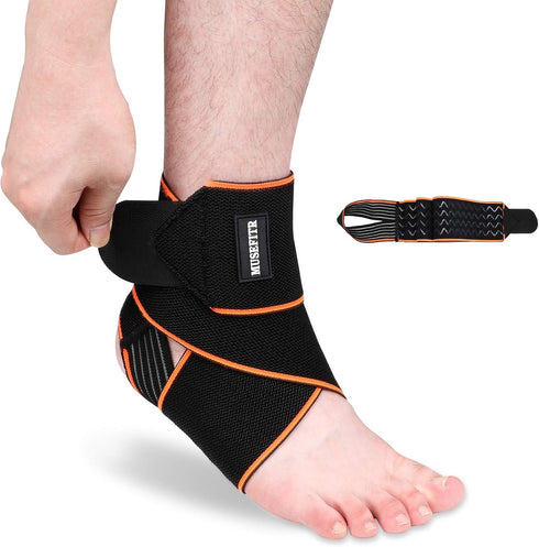 1 Pack Adjustable Ankle Brace for Women and Men, Ankle Support for Sprain Plantar Fasciitis Achilles Tendon, Compression Wrap for Volleyball Runni...