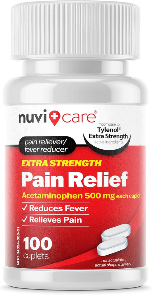 Extra Strength Pain Relief Acetaminophen 500mg 100 Tablets...