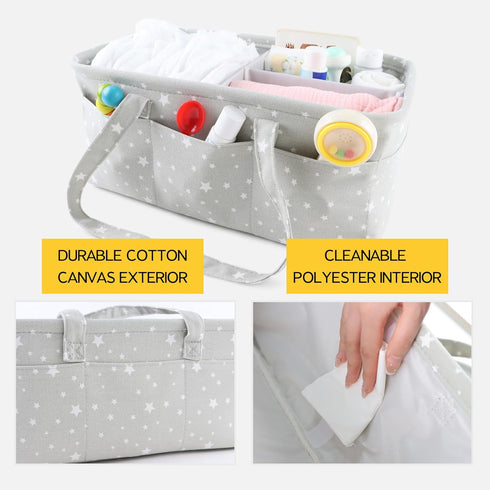 Zsedrut Cotton Baby Diaper Caddy Organizer Canvas Portable Organizer for Changing Table,Car Diaper Caddy (Small Star Gary)...