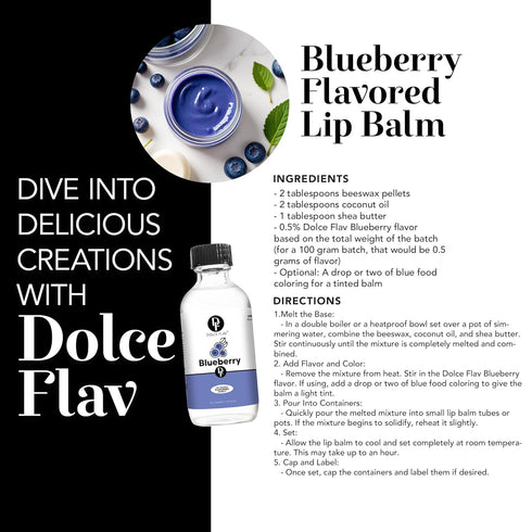 Dolce Flav Blueberry Extract - 2 Ounce Oil-Soluble Multipurpose Flavoring Ideal for Candy Making, Baking, Lip Balm, and Ice Cream - Blueberry Conc...