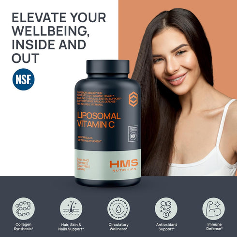1600mg Liposomal Vitamin C, Fat Soluble VIT C, Higher Bioavailability Immune Support Supplement, Non-GMO Gluten Free NSF Certified Supplements, 18...
