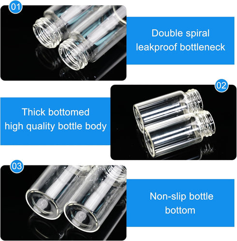 20ml Clear Glass Vials with Screw Caps and plastic Stoppers,Small Lab Sample Vials with Lids, Leak-Proof Liquid Storage Empty Vial. 20PCS...