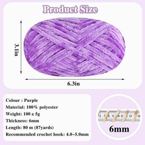 4 PCS 400g Soft Chenille Yarn Velvet Yarn for Crocheting,Fluffy Yarn for Knitting and Crochet DIY Craft,Warm Yarn for Blanket Bag Hat Scarve Cloth...