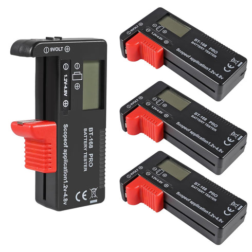 4PACK Battery Tester, Universal Battery Checker Small Battery Testers for AAA AA C D 9V 1.5V Button Cell Household Batteries ?Model?BT-168 PRO?...