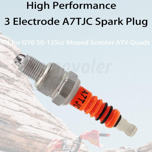 High Performance 3 Electrode A7TJC Spark Plug Fit for GY6 50-125cc Moped Scooter ATV Quads. (1 pcs)...