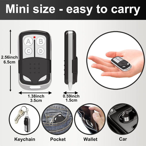 2 Pcs Universal Garage Door Opener Remote Keychain 4-Button Programmable Compatible with Liftmaster Chamberlain Craftsman Opener with Purple Yello...