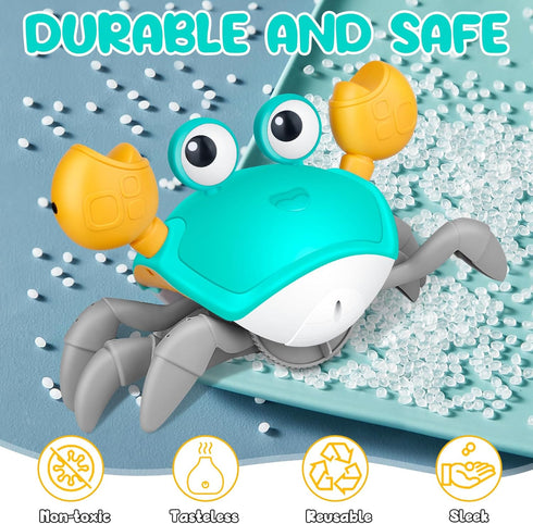 Crawling Crab Baby Toys, Tummy Time Toy Gifts 3 4 5 6 7 8 9 10 11 12 Babies, Automatic Obstacle Avoidance Toddler Interactive Toy with Music Sound...