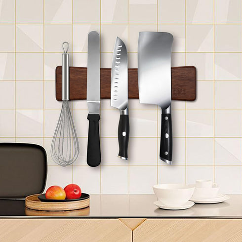 Knife Magnetic Strip, Acacia Wood Powerful Magnetic Knife Strips, Magnetic Knife Holder for Wall 10 Inch Use as Magnetic Tool Organizer, Home Orga...