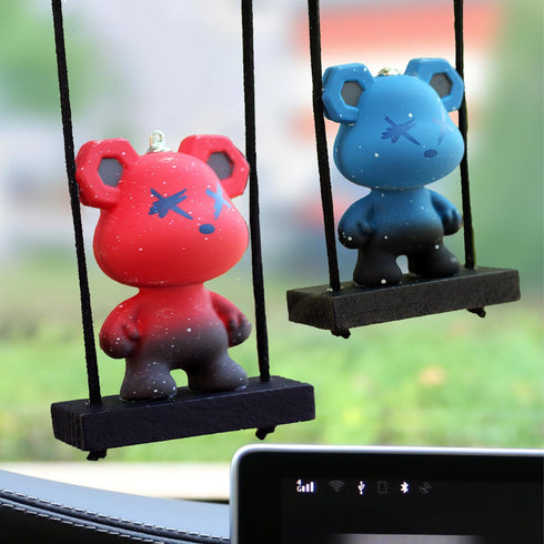 Rear View Mirror Hanging Accessories of Swinging Bear Cool Swinging Bear Car Hanging Ornament Pendant Interior Rearview Mirror Decoration (red Bea...