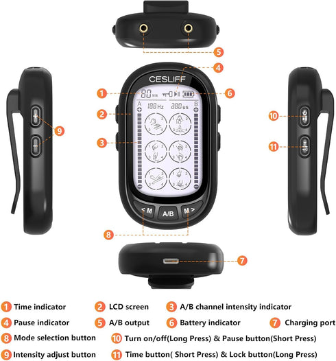 Dual Channel TENS EMS Unit Large Screen 24 Modes 36 Levels Intensity Muscle Stimulator, Rechargeable Electric Pulse Massager TENS Machine for Lowe...