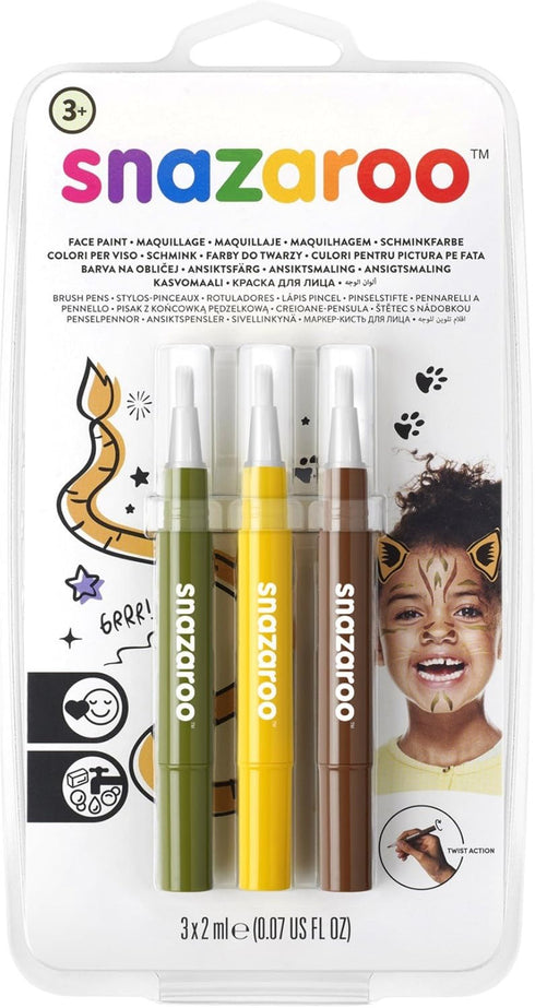 Snazaroo Face Paint Brush Pen, Set of 3, Jungle...