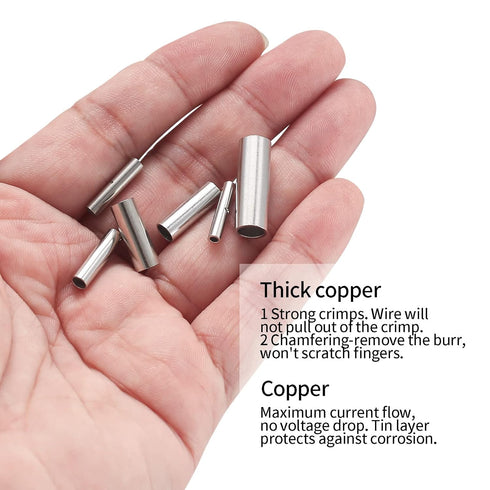 120 Pcs Non Insulated Butt Connectors, Uninsulated Butt Splice Connectors, 22-16 Gauge Electrical Wire Seamless Connectors Crimp Ferrule Terminals...