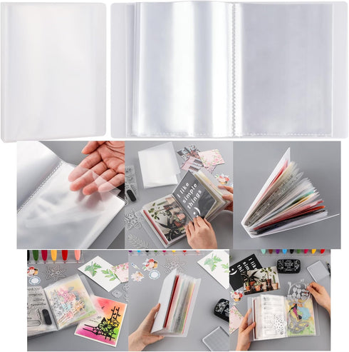 40 Pages A6 Clear Stamps Storage Embossing Folder Storage Photo Storage Album Seal Bags Storage Keeper Cards Folder Storage Bag for DIY Scrapbooki...