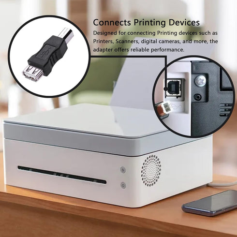 USB 2.0 Print Adapter, 2 Pack Type A Female to B Printer Male Connector Converter Plug Compatible for Printer Fax Machine Hard Drive...