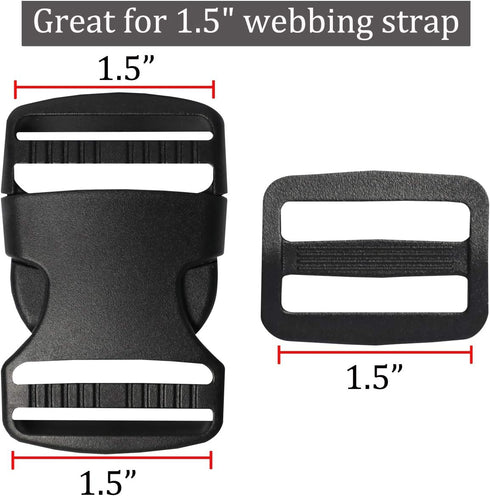 Plastic Buckle - Double Adjustable Quick Side Release Replacement Clip for Webbing Strap...