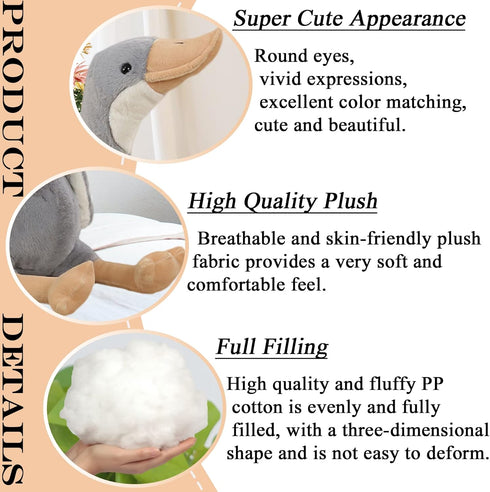 19.7" Plush Goose Stuffed Animal Soft Stuffed Swan Toy for Kids Girls Boys, Grey...