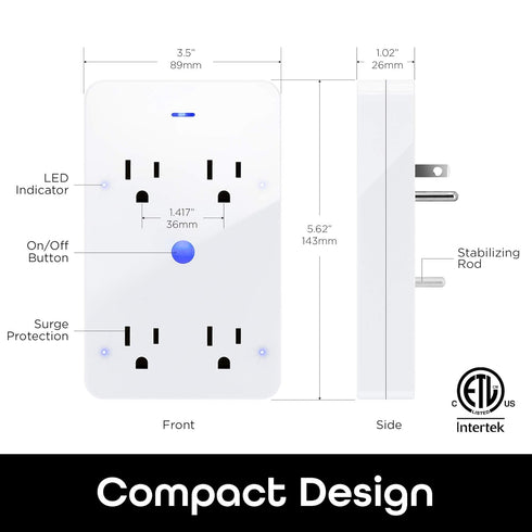 Geeni Smart Wi-Fi 4 Outlet Plug with Surge Protection, – No Hub Required – Compatible with Alexa, Google Home, White – 1-Pack......