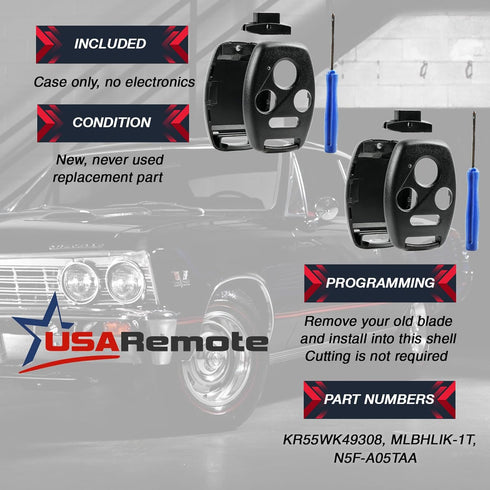 Cutting NOT Required - Key Fob Keyless Entry Remote Shell Case & Pad fits Honda 2003-2012 Accord / 2006-2013 Civic EX / 2009-2015 Pilot /2005-2006...