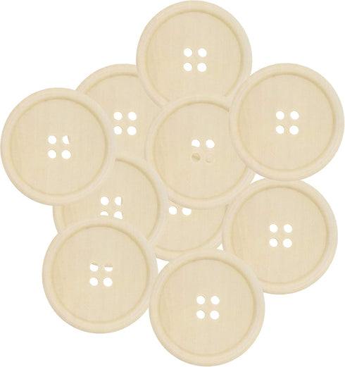 Mandala Crafts Giant Wooden Buttons for Sewing - 20 Assorted 2 Inches Clear Coated Natural Wood Sewing Buttons in Bulk for Crafts, Decorative Proj...