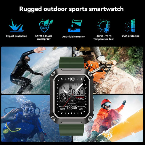 Njord Gear Military Smart Watches for Men Bluetooth Call Rugged Outdoor Sports Smart Watch for Android iOS 5ATM Waterproof Fitness Tracker Smartwa...