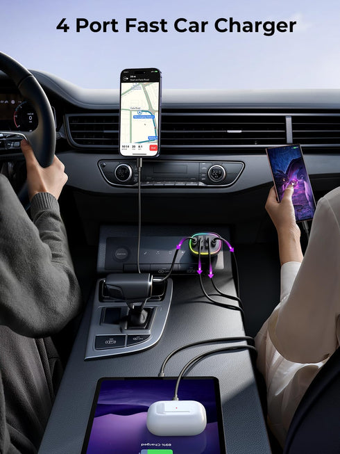 70W 4 Port Super Fast USB C Car Charger Adapter - A Must for Family Travel...