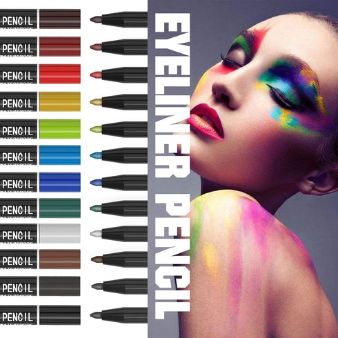 KAIQIKAIXI 12 Kinds Of Color Eyeliner Pen, Eyebrow Pen,Eye Shadow Pencil, Lip Line Pen, Eyelid Pad, Pencil Makeup Set Tool 12PCS (Multicolor)...