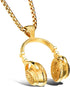 SAWADA Hip Hop Punk Style Stainless Steel Headphone Pendant Necklace DJ Music Chain Necklace Gold...