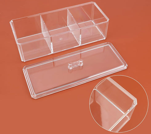 dedoot Plastic Drawer Organizer, Clear Acrylic Vanity Desk Storage and Organizer, 3 Compartment Make Up Holder with Lid Bathroom Display Storage C...