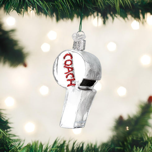 Old World Christmas 36205 Sports Collection Glass Blown Ornaments for Christmas Tree Coach's Whistle...