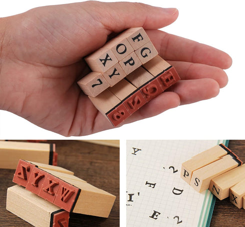 N/B Wooden Rubber Stamps Kit, Fashionclubs 36pcs Vintage Alphabet Letter Number Set, Craft Ink Stamp Stamper Seal Set with Storage Box - For Card ...