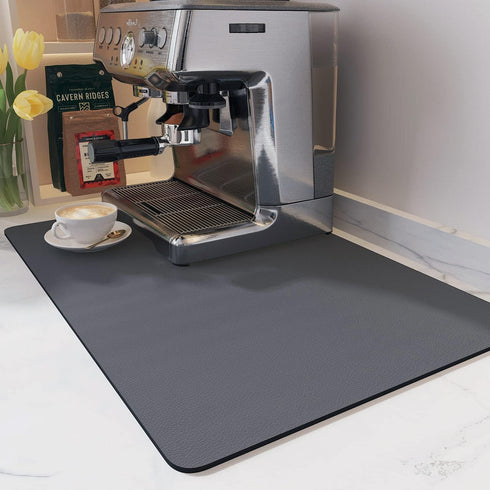 Coffee Mat-Coffee Bar Accessories-No Water Marks Dish Drying Mat-Coffee Bar Mat for Countertops Rubber Backing Bar Mat Under Coffee Maker Machine ...