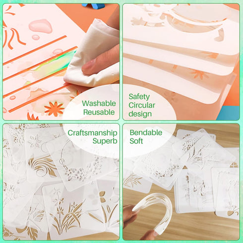 Stencils for Painting, Graffiti Stencils for Crafts Plastic Reusable Small Stencils for Painting on Wood Rock Painting Stencils (64pcs/3inch)...