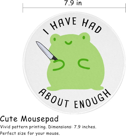 Funny Frog Round Mouse Pad Cute Small Mousepad for Laptop Wireless Mouse Office Computer Mouse Pads for Desk Non-Slip Rubber Base Mouse Pad, 7.9×7...