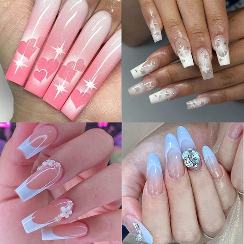 8 Pcs French Tip Manicure Edge Auxiliary Line Nail Art Stickers Heart Butterfly Flowers Nail Design Airbrush Nail Stencils Stickers for Nail Art S...