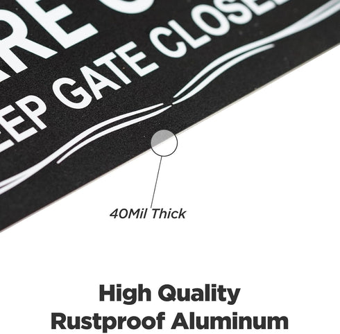 2 Pack Beware of Dog Sign Beware of Dog Signs for Fence Reflective,Fade Resistant,UV Protected Solid Aluminum Metal Warning Sign,12x3 Inch,Black...
